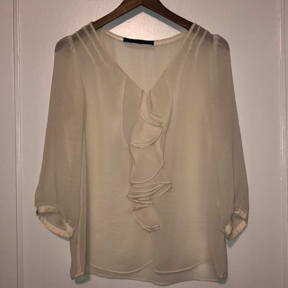 Zara Cream ruffled blouse